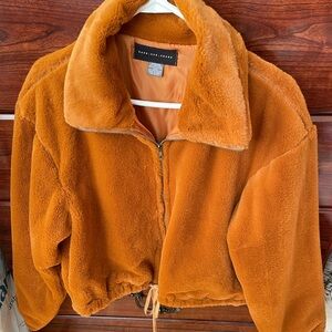 Teddy Bear Faux Fur Jacket in Burnt Orange